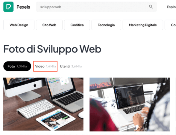Accedi ai video su Pexels