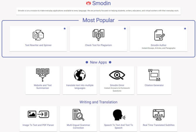 other features available on the smodin.io portal