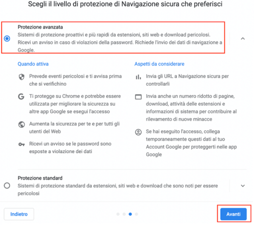 Attiva la protezione avanzata in Google Chrome