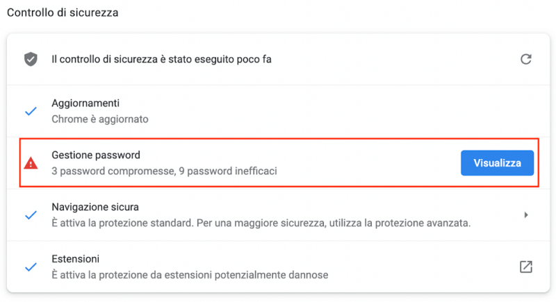 Controllo integrità delle password e degli aggiornamenti