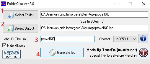 creazione file immagine ISO per convertire una cartella Windows