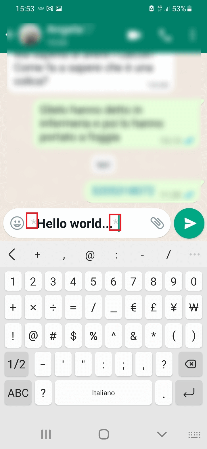 impostare il grassetto del testo durante la scrittura in whatsapp