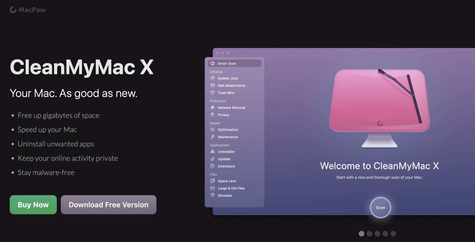 CleanMyMac X Homepage