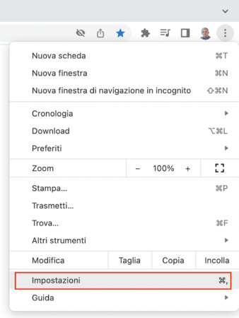 Accesso alle Impostazioni di Google Chrome