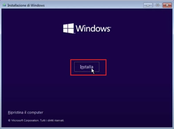 Installazione windows 11