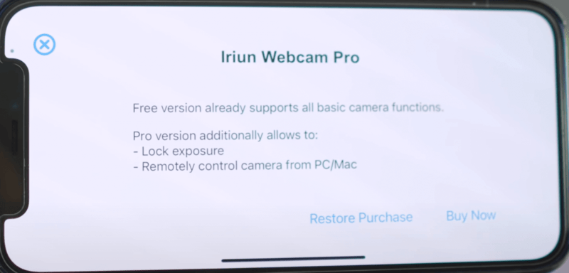 App Iriun webcam pro