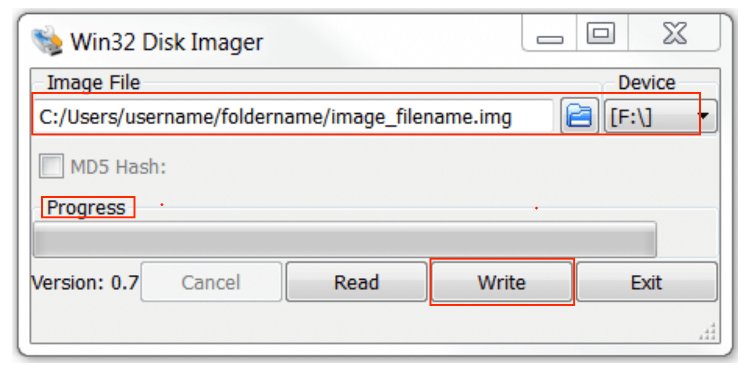 Écriture de fichiers image avec Win32 Disk Imager