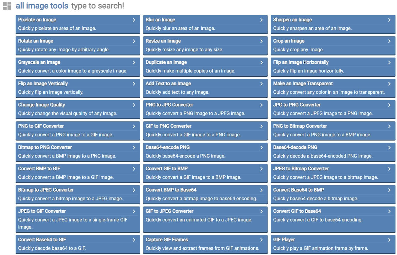 Tools available on OnlineImageTools