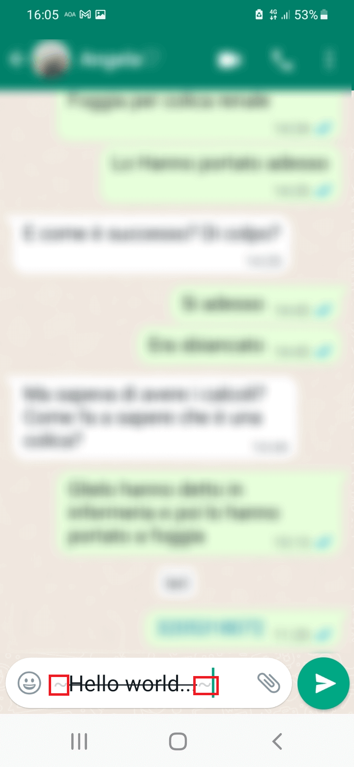 set the strikethrough text when writing in whatsapp
