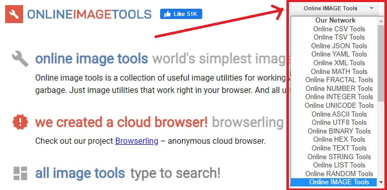 Tous les outils disponibles sur OnlineImageTools