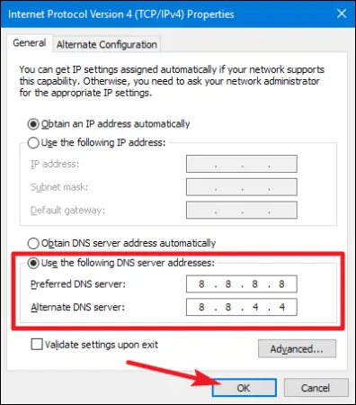 google DNS added