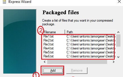 Add the files to be included in the installation package
