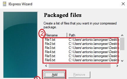 Adicione os arquivos a serem incluídos no pacote de instalação