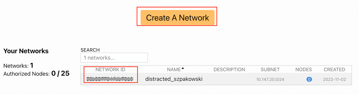 list of networks created