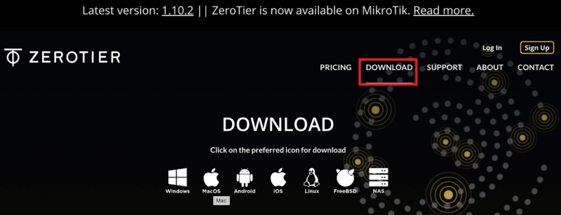Download ZeroTier su computer da unire alla VPN