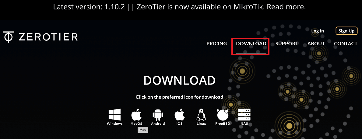 Download ZeroTier on a computer to join the VPN
