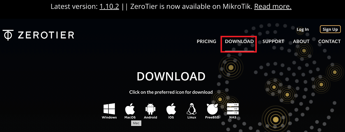 Téléchargez ZeroTier sur un computer pour rejoindre le VPN