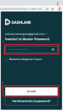 Accesso a Dashlane per gestione accessi