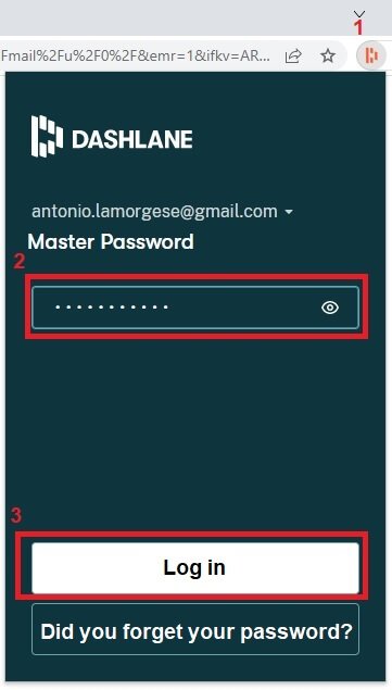 Melden Sie sich über Chrome mit dem Master-Passwort bei Dashlane an