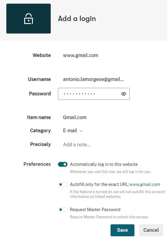 Entering first access to Gmail