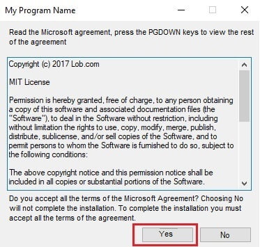 Accept license according to the information contained in the “license.txt” file
