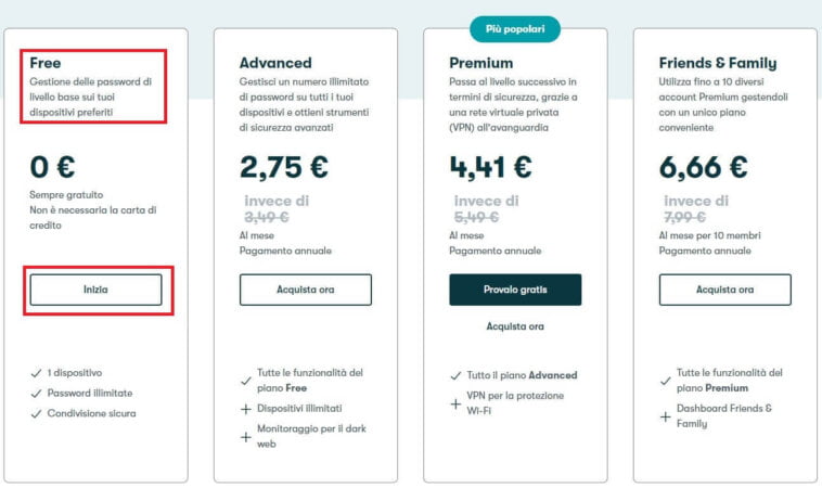 piani e prezzi-di Dashlane