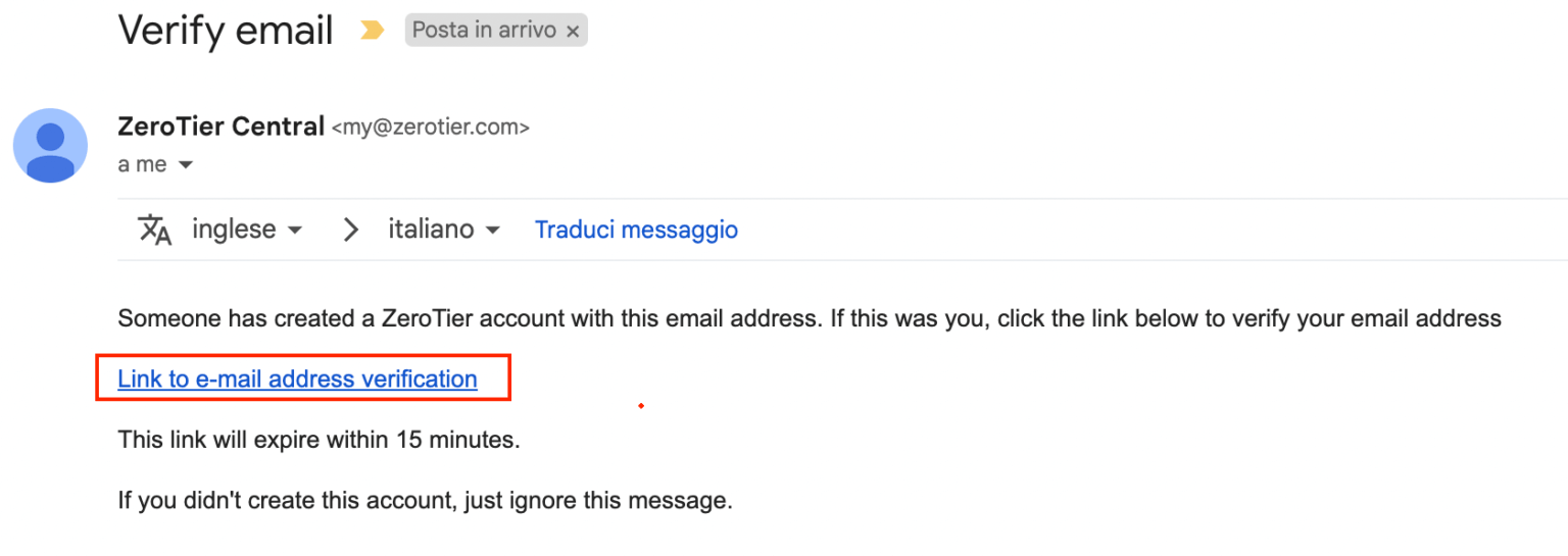 e-mail de confirmation et d'acceptation des termes du account