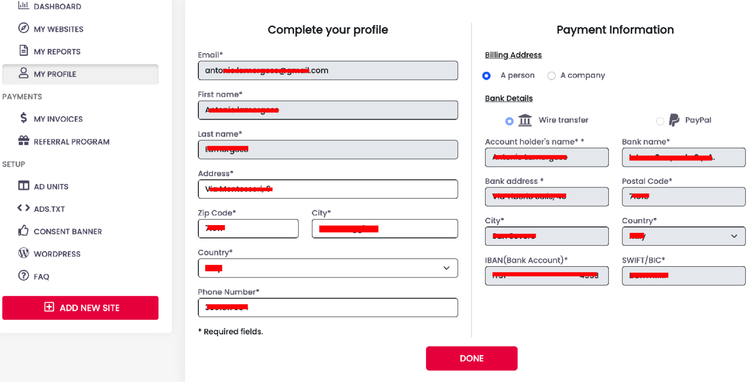 vervollständigen und vervollständigen Sie Ihr Profil