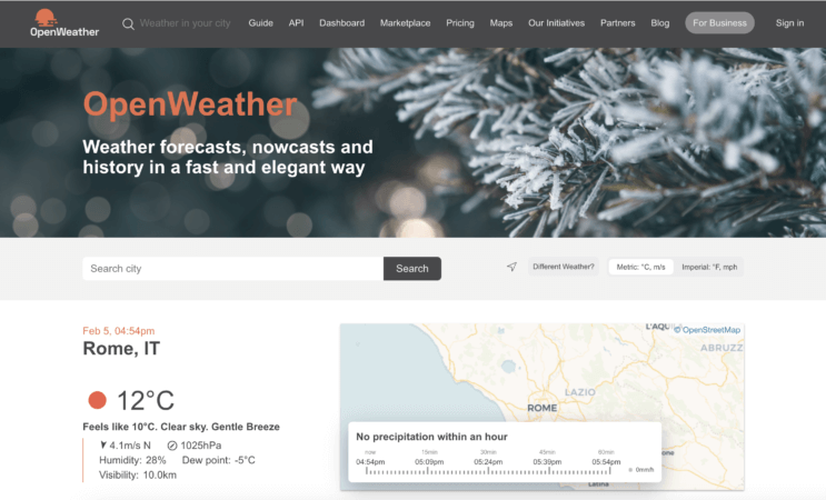 OpenWeather portal to provide weather information with Axios