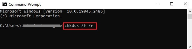 chkdsk in Command Prompt
