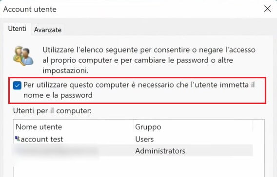 Consenti o nega accesso automatico a Windows