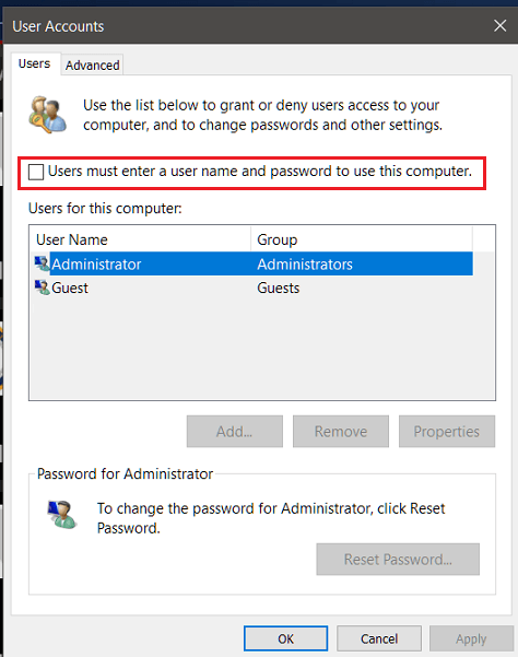 allow or deny automatic access to windows