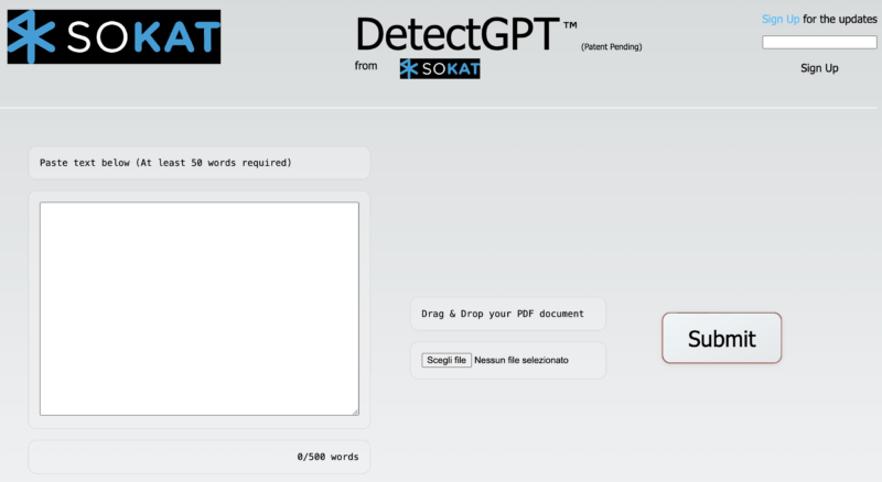 home page di detectgpt.io