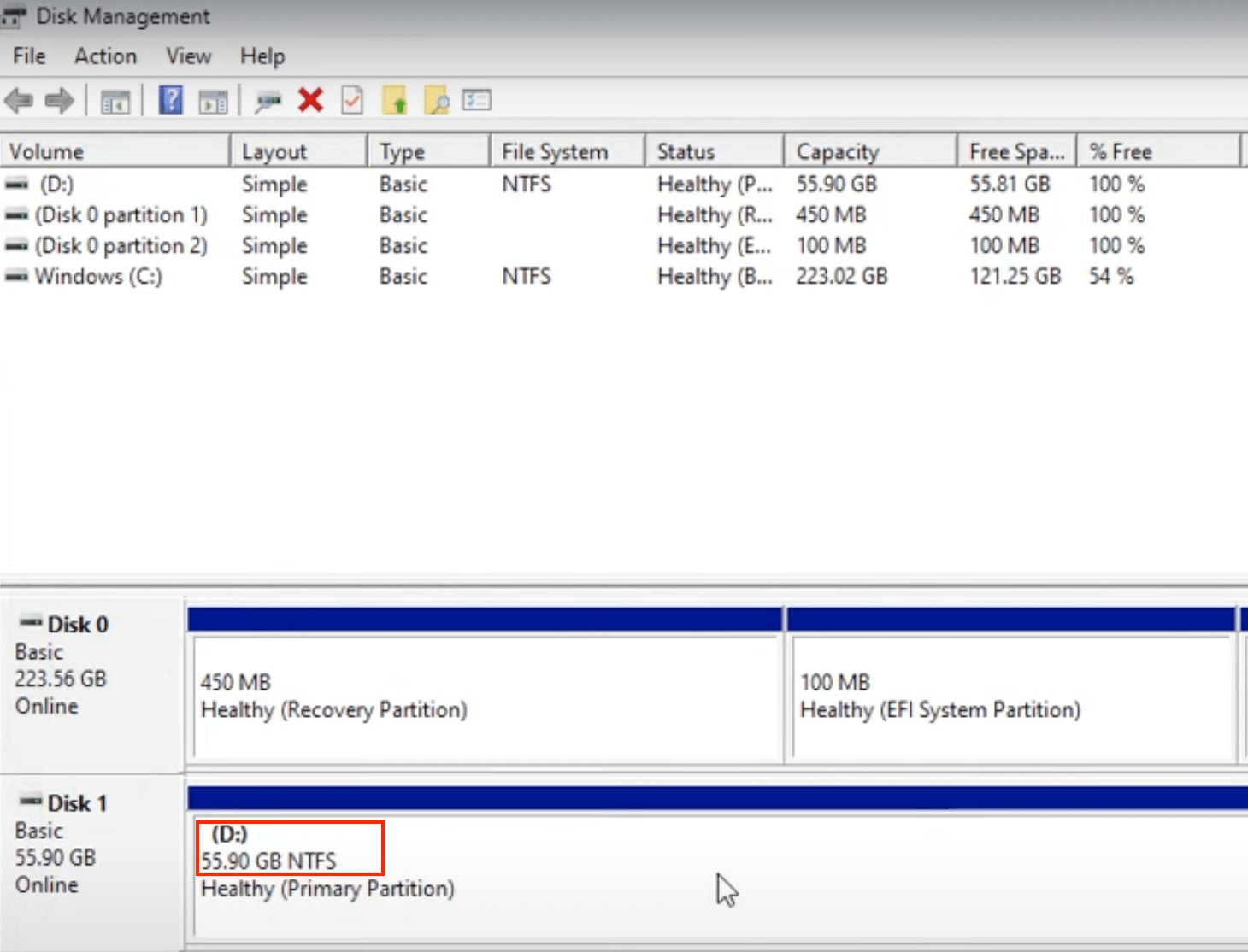 Verifica della riuscita della conversione da FAT32 a NTFS con Gestione disco