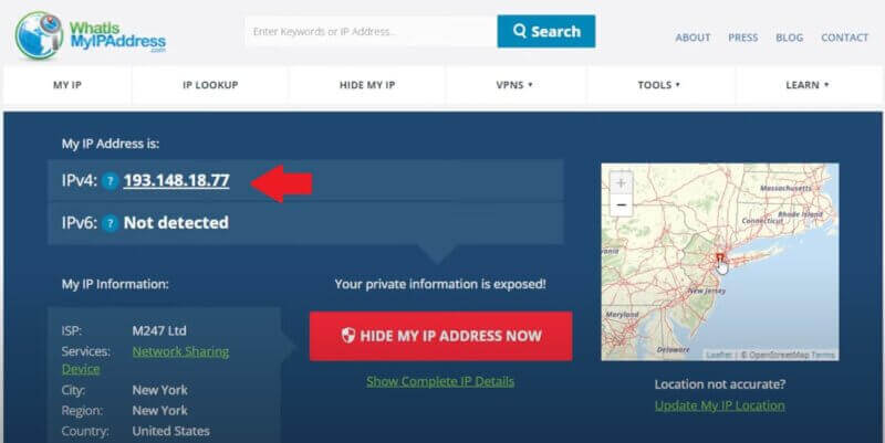 Nuovo indirizzo IP assegnato a un computer connesso alla VPN Proton