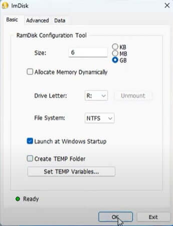 Créer un disque virtuel en RAM avec ImDisk Toolkit