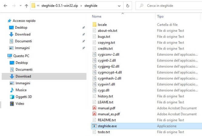 Sicurezza informatica con steghide