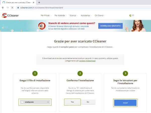 Installazione di CCleaner