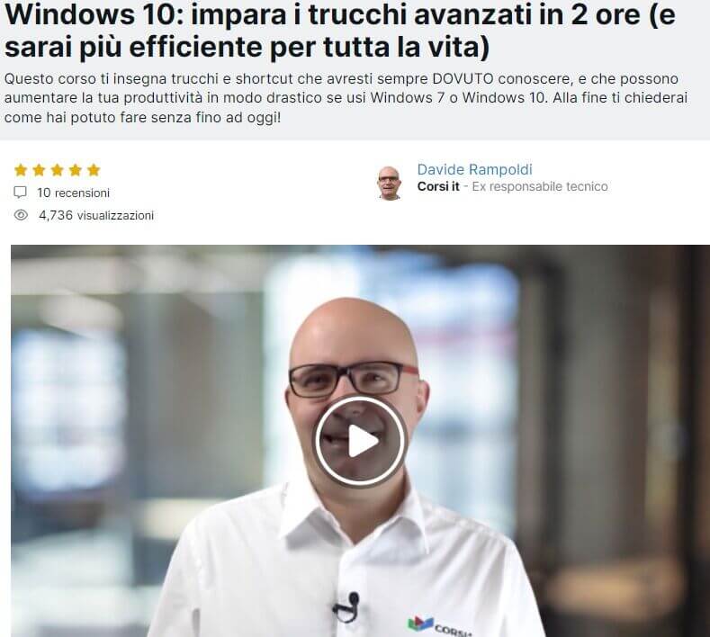 Corso su Windows 10 - Trucchi e segreti in sole due ore