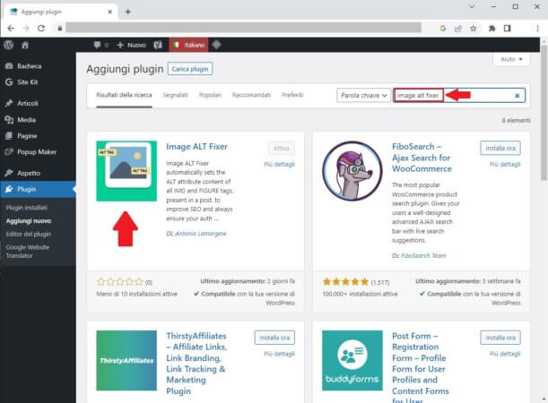 Installa e attiva il Plugin "Image ALT Fixer"