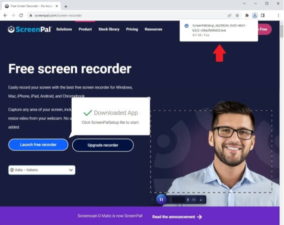 Installa il software pilota di ScreenPal localmente sul computer