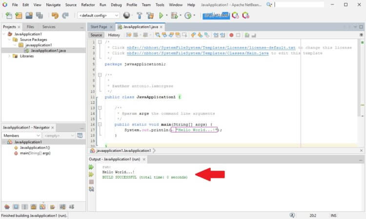 come diventare sviluppatore software - Esegui i comandi Java con Netbeans