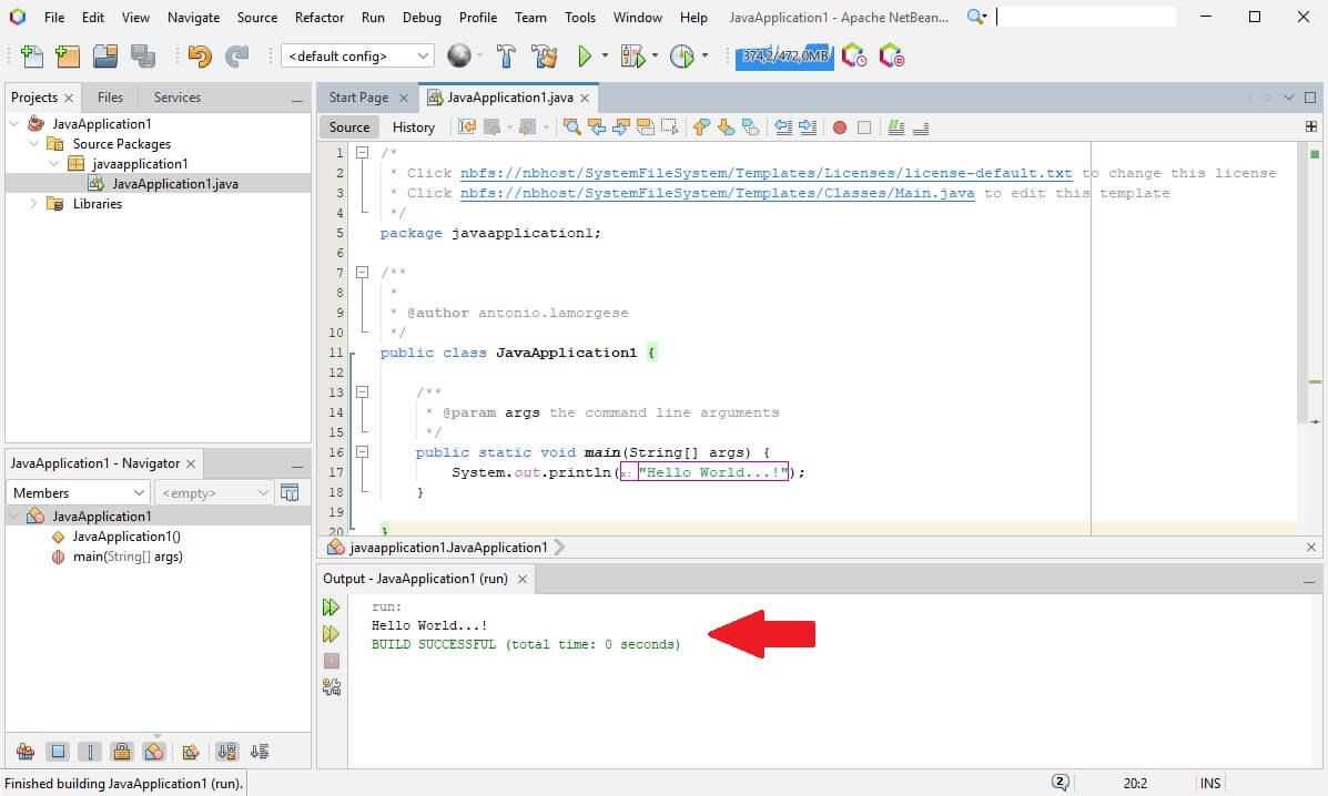 Comandi SQL - Ciao Mondo in Java con Netbeans