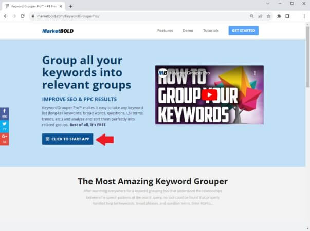 Home page di KeywordGrouperPRO