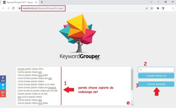 Raggruppamento parole chiave su KeywordGrouperPRO