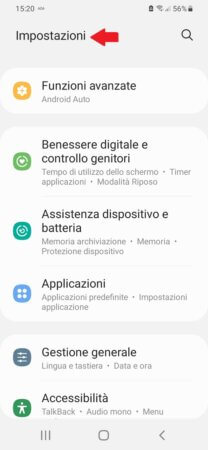 Accesso alle impostazioni di Android per rimuovere virus e malware dal sistema