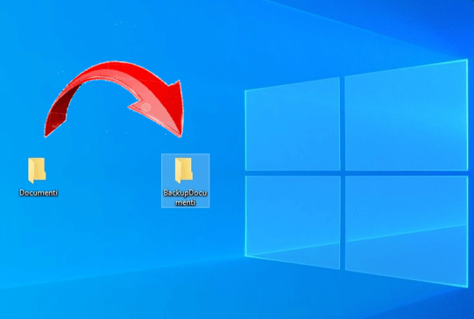 Trasferimento contenuto cartella documenti in cartella BackupDocumenti