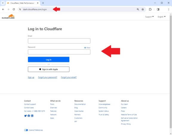 Effettua il login su Cloudflare