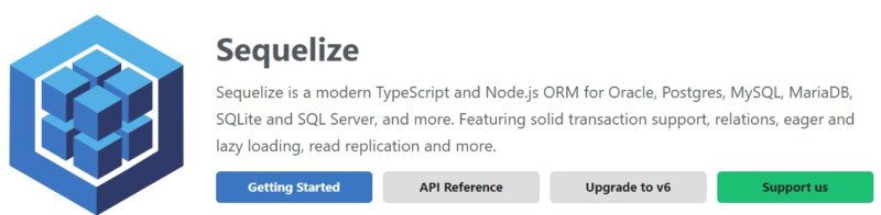 Home page di sequelize.org