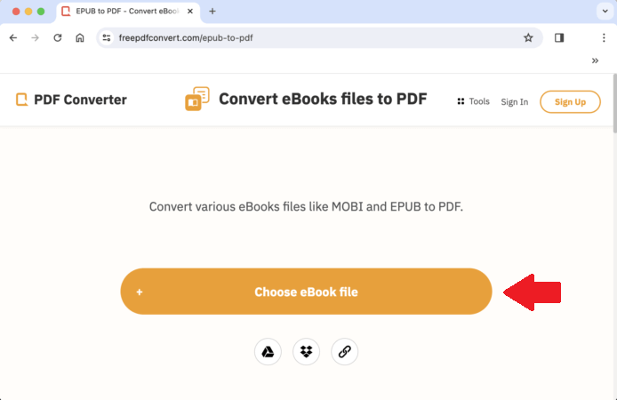 ePub carica e pronto per la conversione in PDF